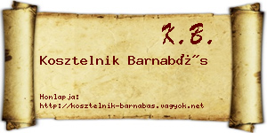 Kosztelnik Barnabás névjegykártya